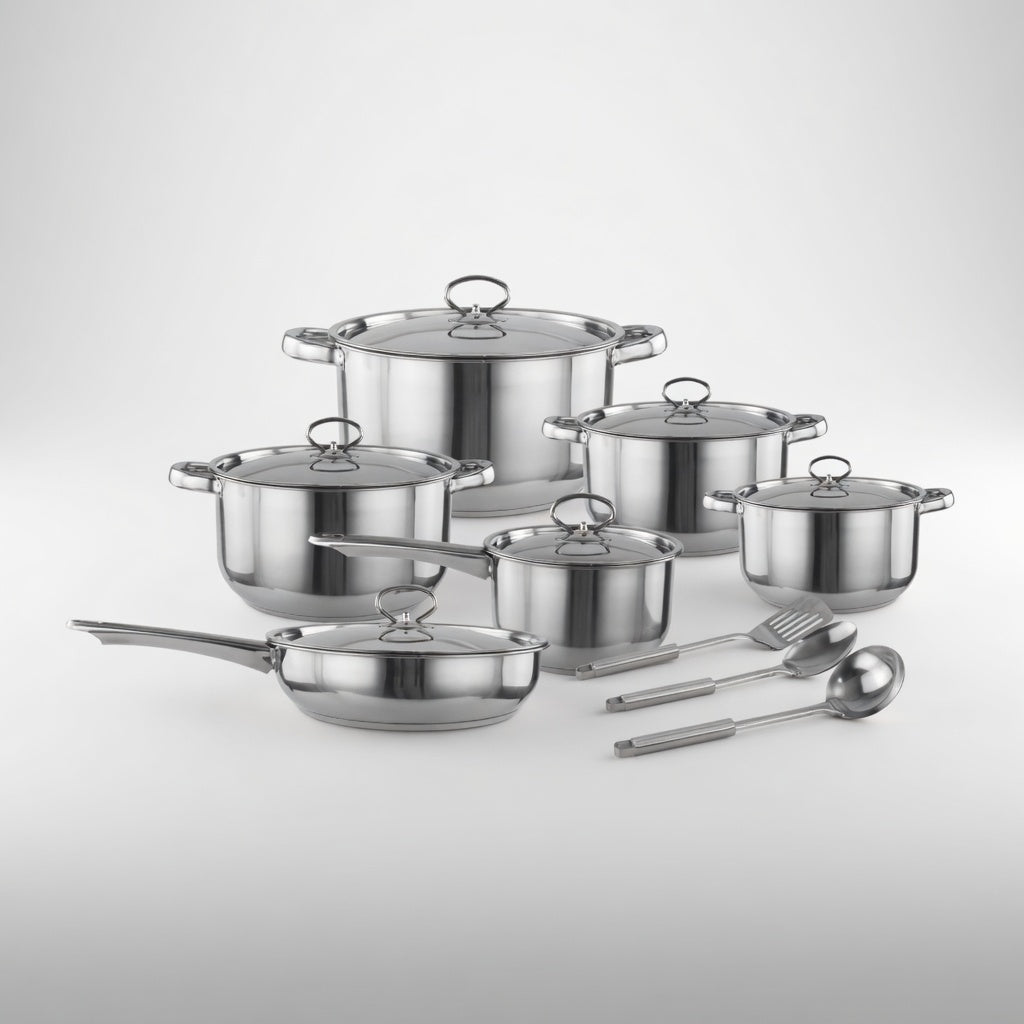 SAINT LAWRENCE 15+ Piece Stainless Steel Cookware Set with Lids and Utensils