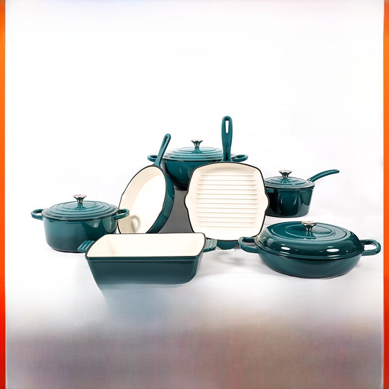 Enamel-coated porcelain pot