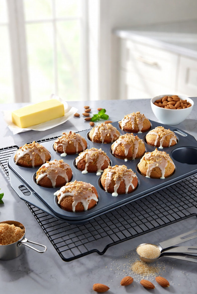 SAINT LAWRENCE 12-Cavity Non-Stick Carbon Steel Muffin Pan with Removable Bottoms