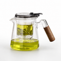 SAINT LAWRENCE Traditional Borosilicate Glass Teapot with Infuser, 650ml Tea Press with Walnut Handle