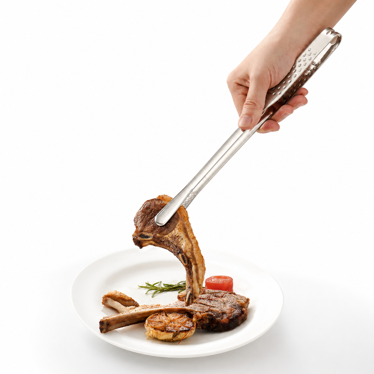 SAINT LAWRENCE 316 Stainless Steel BBQ Tongs — Non-Slip Grilling & Serving Tongs, Short/Long