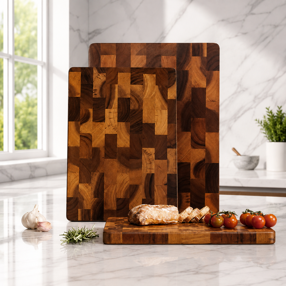 SAINT LAWRENCE End Grain Acacia Wood Cutting Board – Durable Wooden Chopping Board, Medium & Large