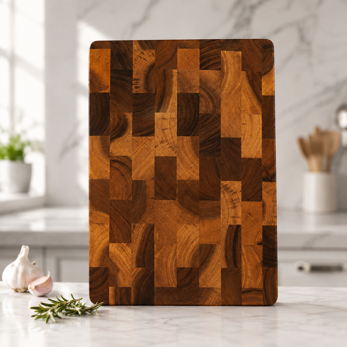 SAINT LAWRENCE End Grain Acacia Wood Cutting Board – Durable Wooden Chopping Board, Medium & Large