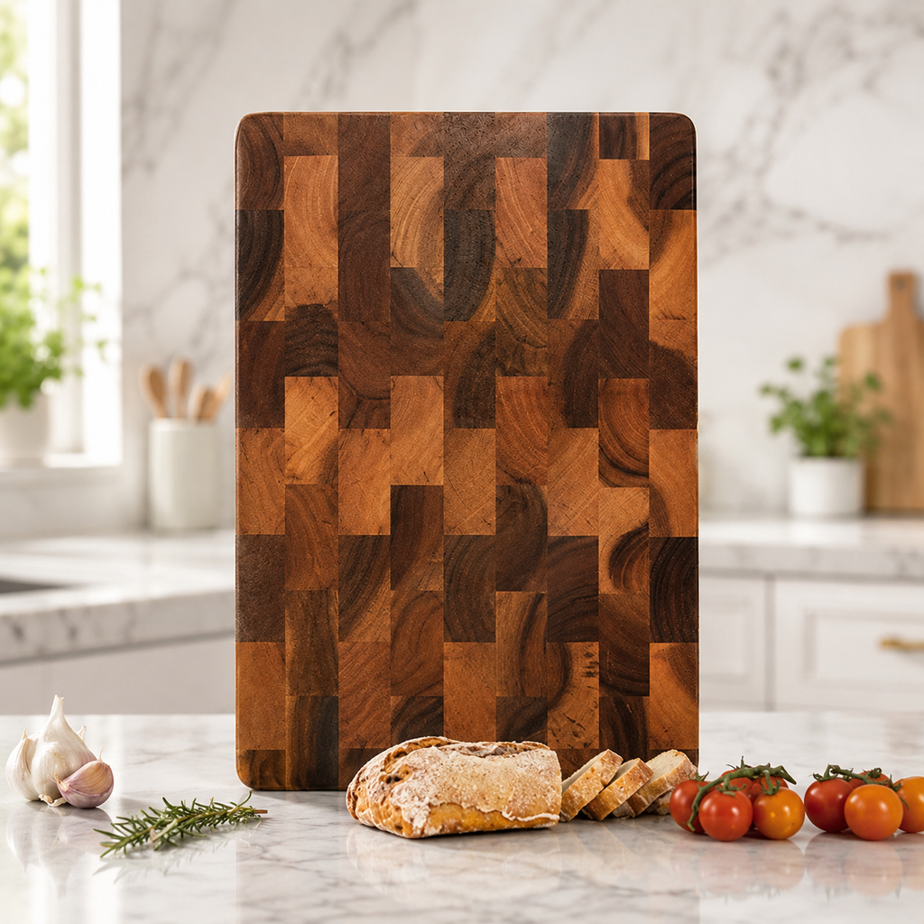 SAINT LAWRENCE End Grain Acacia Wood Cutting Board – Durable Wooden Chopping Board, Medium & Large