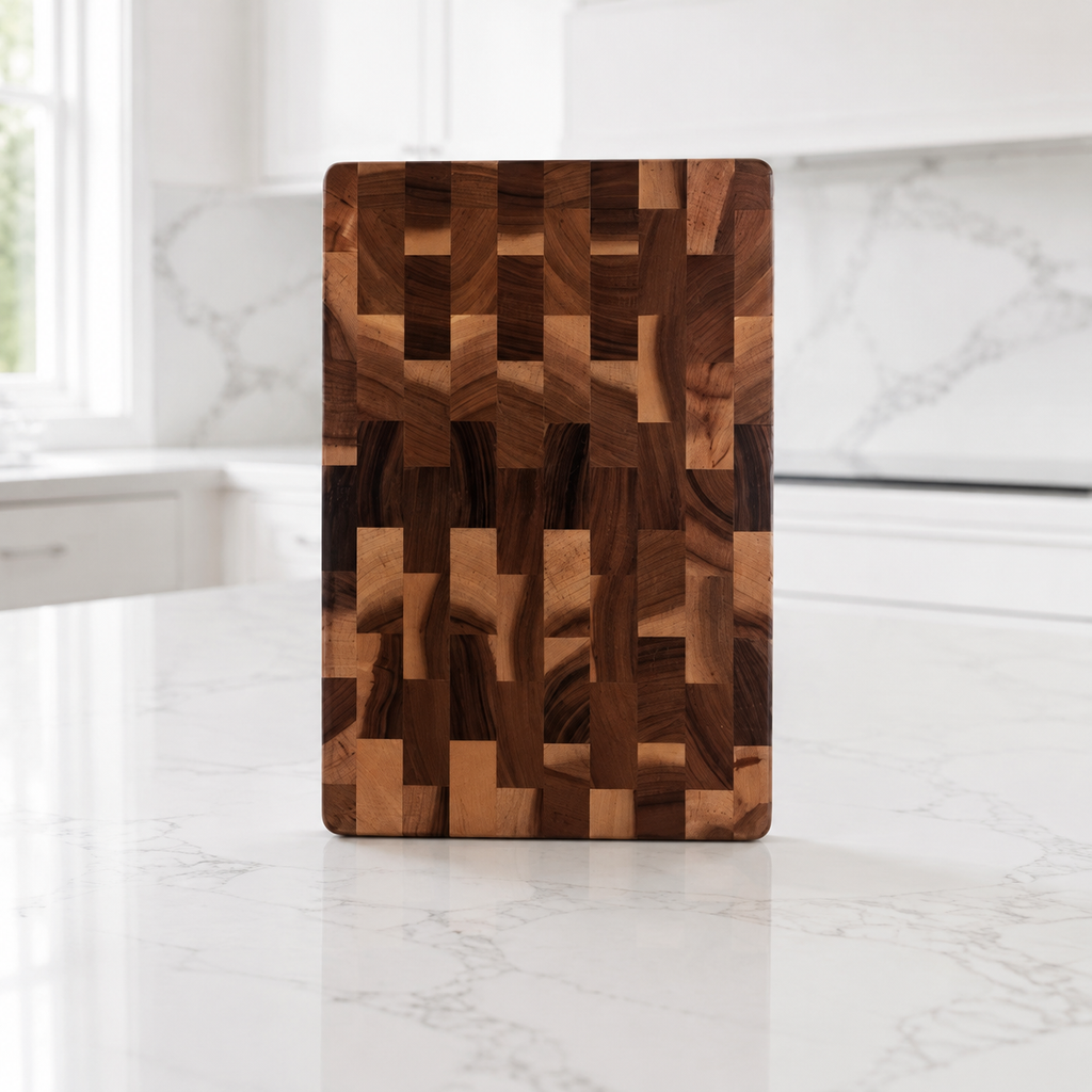 SAINT LAWRENCE End Grain Acacia Wood Cutting Board – Durable Wooden Chopping Board, Medium & Large
