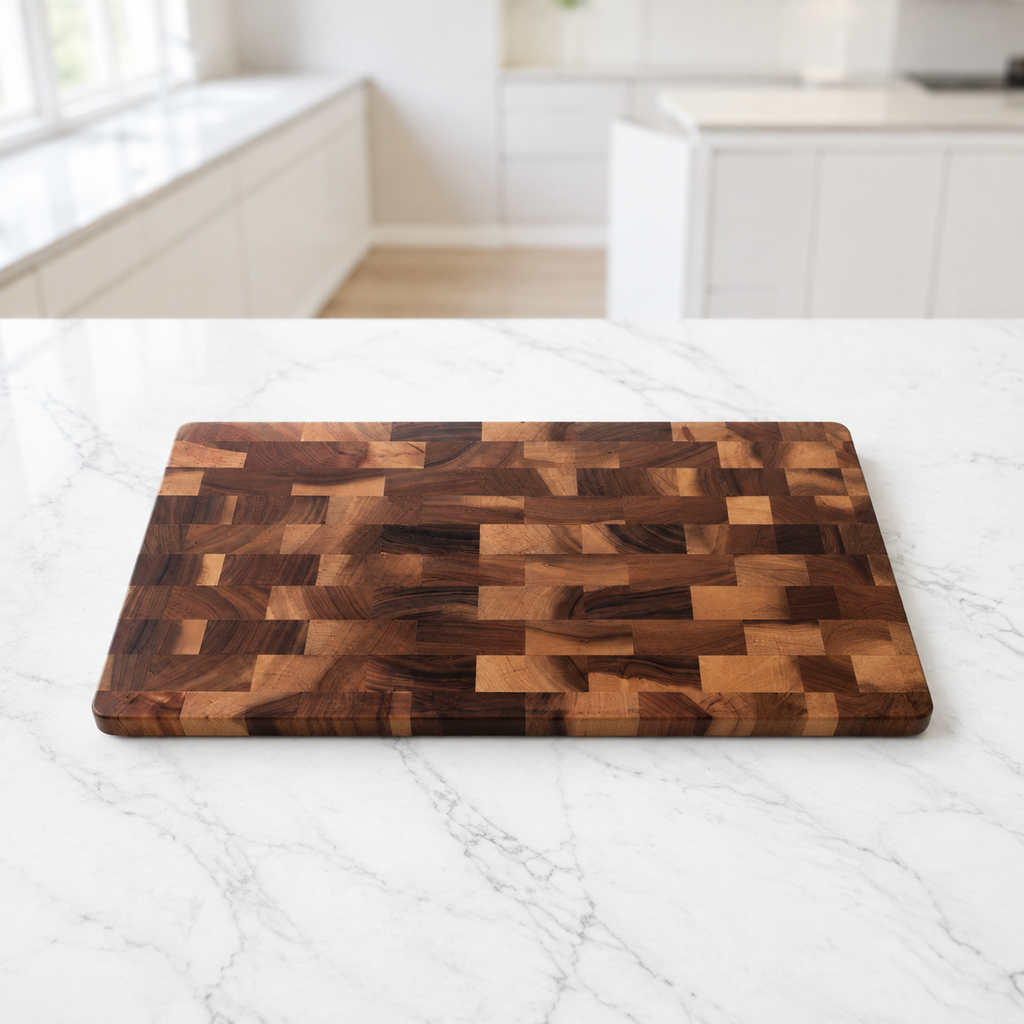 SAINT LAWRENCE End Grain Acacia Wood Cutting Board – Durable Wooden Chopping Board, Medium & Large