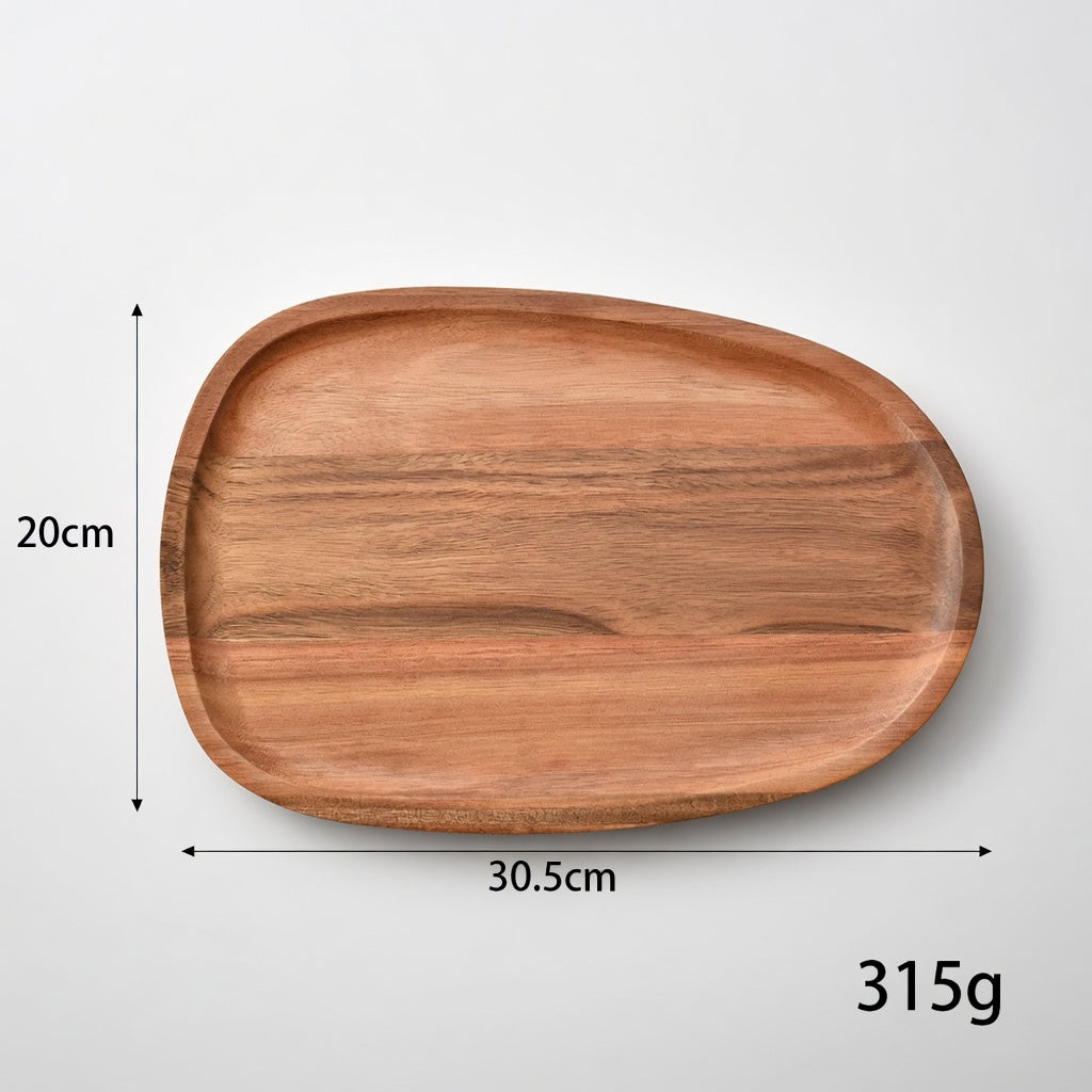 SAINT LAWRENCE Acacia Wood Irregular Serving Plate - Natural Wooden Serving Platter