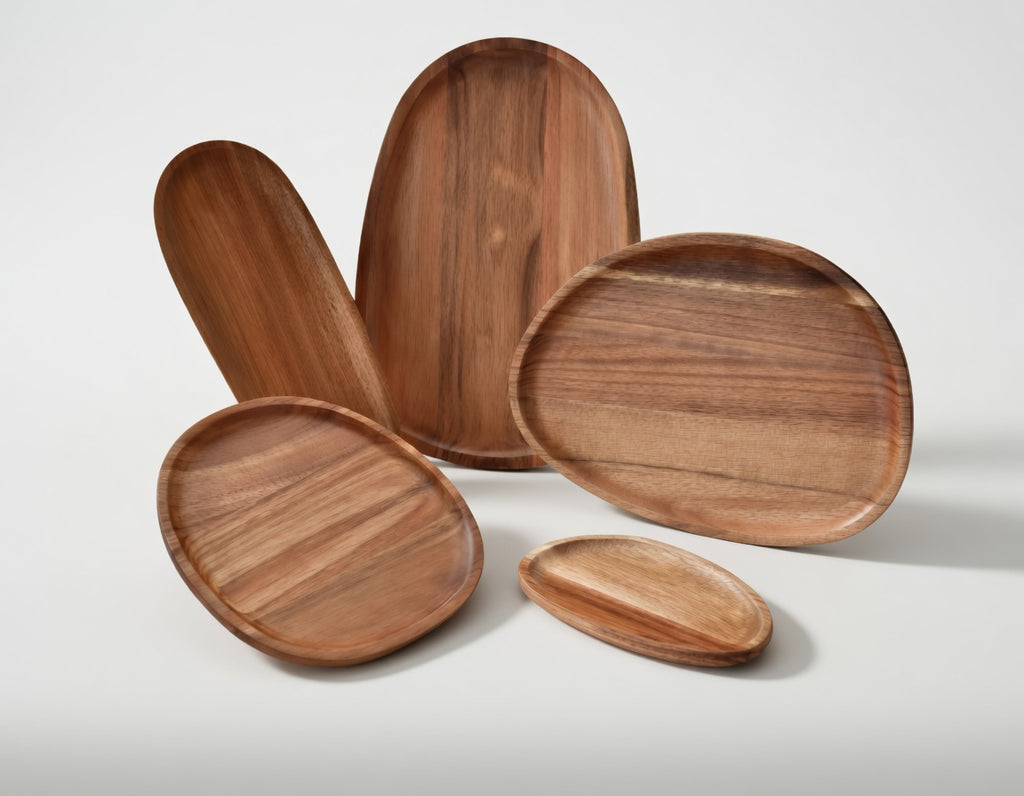 SAINT LAWRENCE Acacia Wood Irregular Serving Plate - Natural Wooden Serving Platter