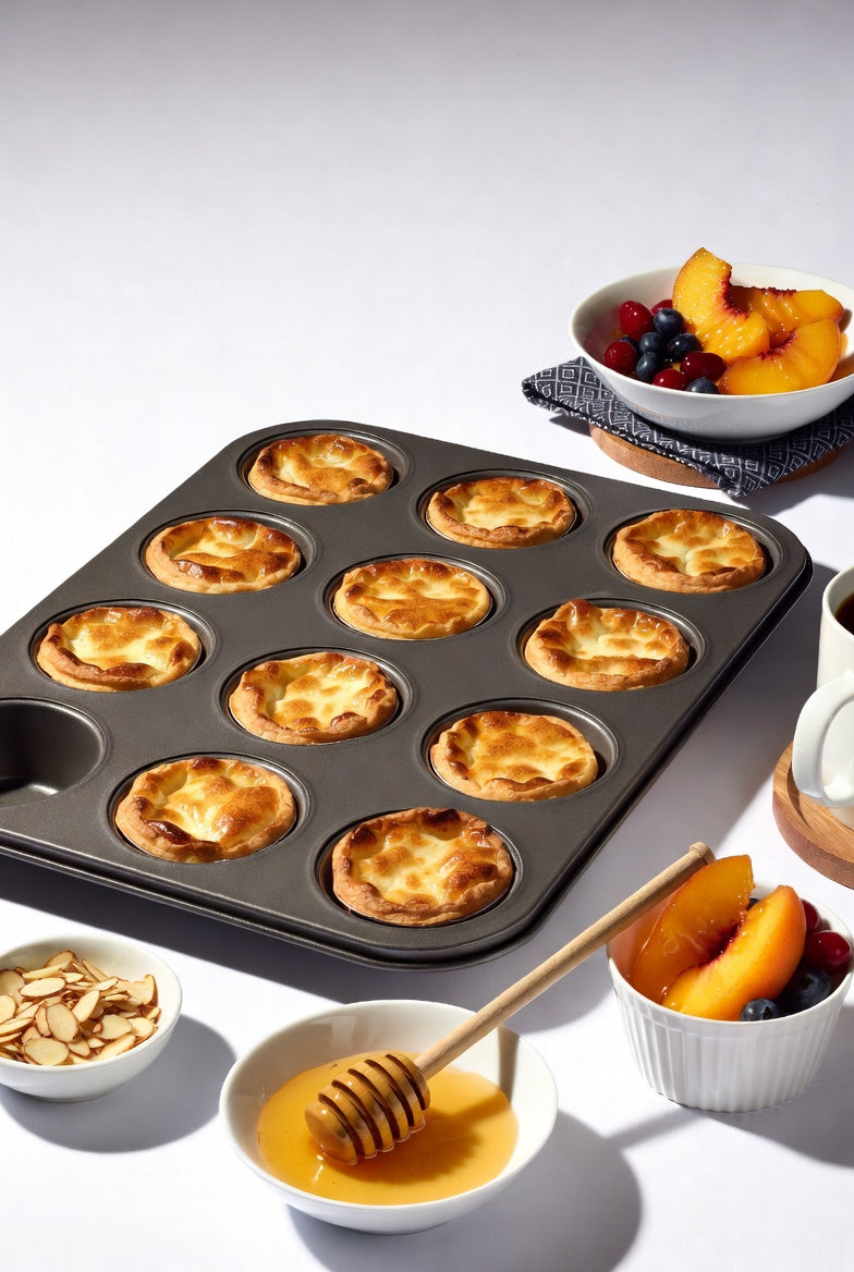 SAINT LAWRENCE 12-Cavity Non-Stick Carbon Steel Muffin Pan with Removable Bottoms