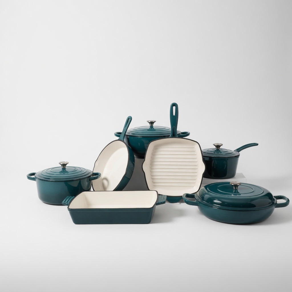 SAINT LAWRENCE 7-Piece Nontoxic Enameled Cast Iron Cookware Set