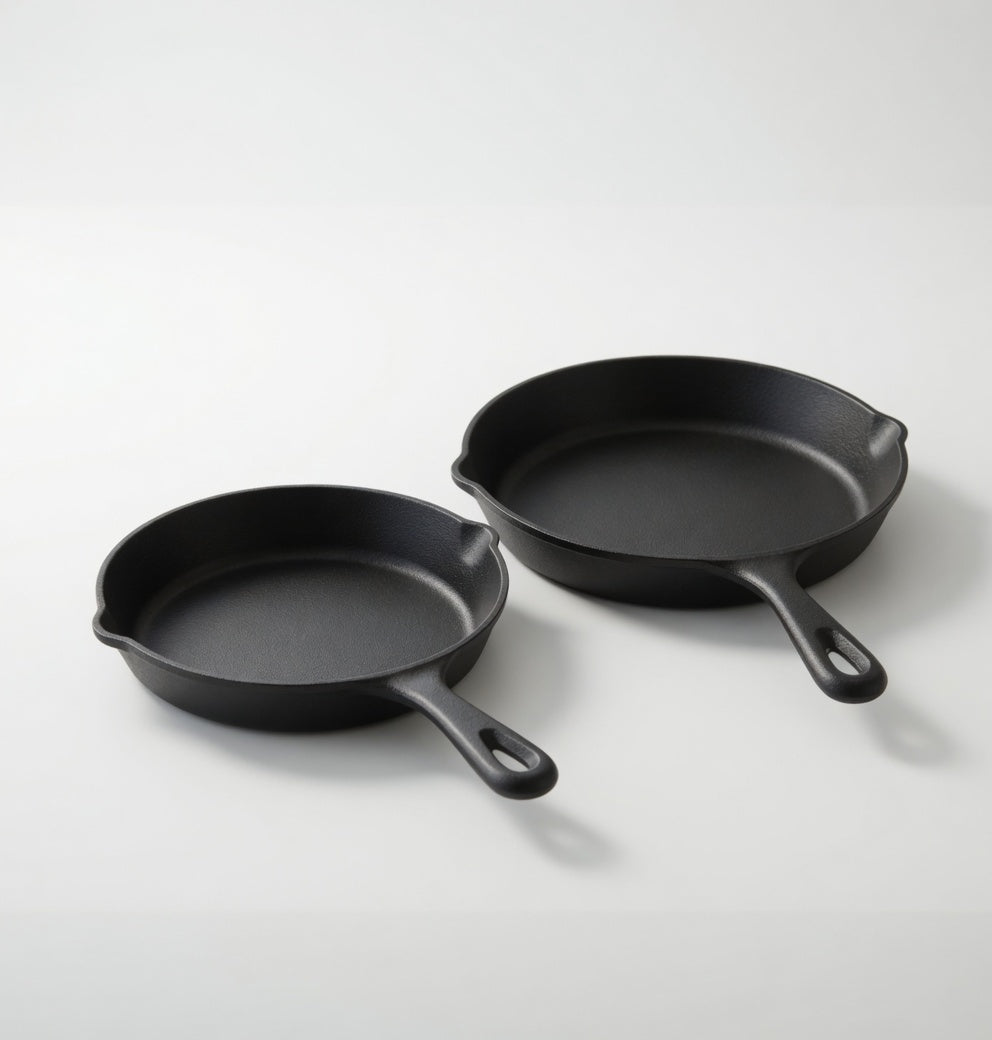 SAINT LAWRENCE Raw Cast Iron Skillet - 16cm, 20cm or 25cm Pre-Seasoned Uncoated Non-stick Frying Pan for Stovetop & Oven