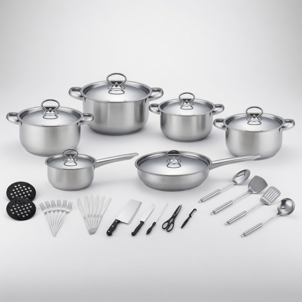 SAINT LAWRENCE 15+ Piece Stainless Steel Cookware Set with Lids and Utensils