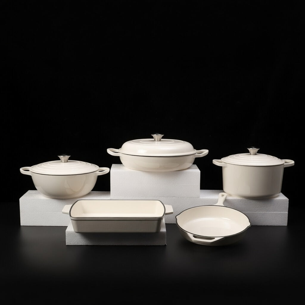 SAINT LAWRENCE 5-Piece Nontoxic Enameled Cast Iron Cookware Set