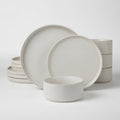 SAINT LAWRENCE 12-Piece Non-toxic Ceramic Dinnerware Set - Ribbed Vintage Style