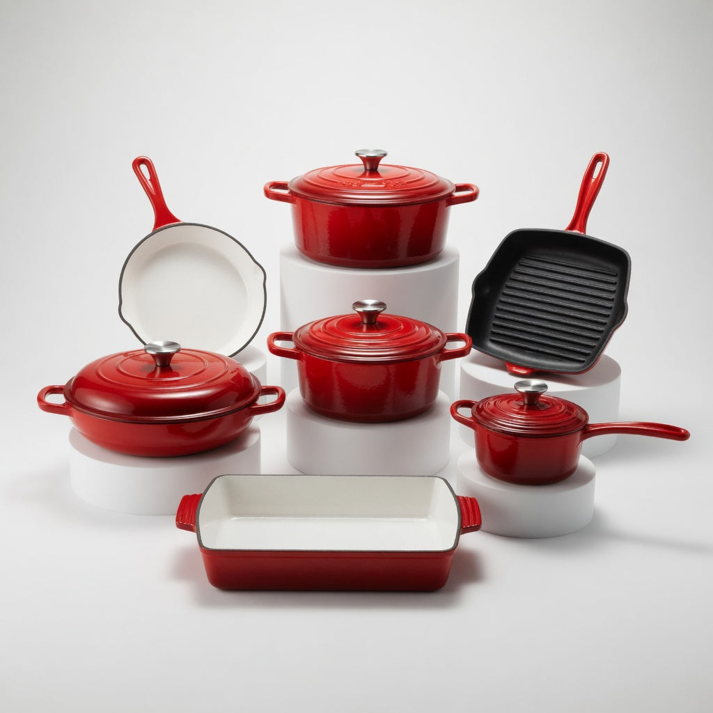 SAINT LAWRENCE 7-Piece Nontoxic Enameled Cast Iron Cookware Set