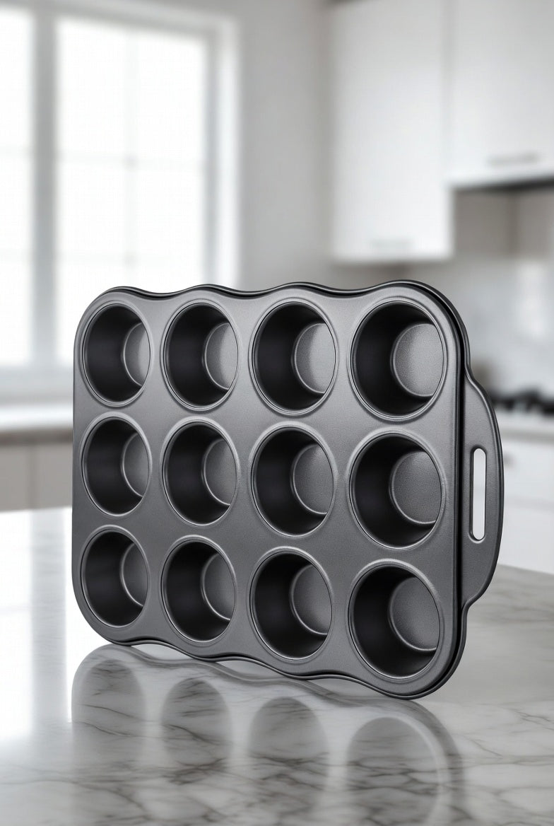 SAINT LAWRENCE 12-Cavity Non-Stick Carbon Steel Muffin Pan with Removable Bottoms