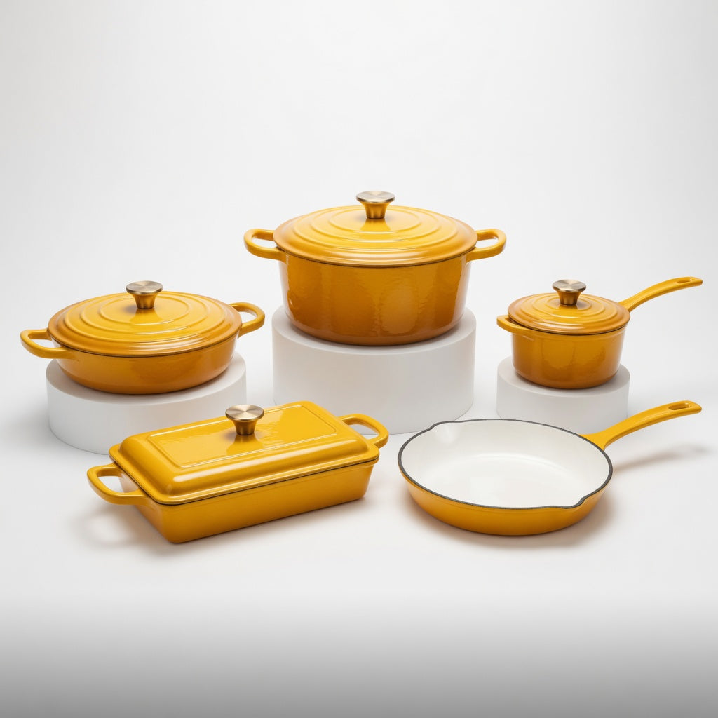 SAINT LAWRENCE 5-Piece Nontoxic Enameled Cast Iron Cookware Set