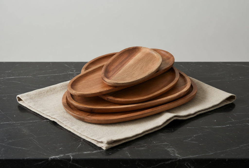 SAINT LAWRENCE Acacia Wood Irregular Serving Plate - Natural Wooden Serving Platter