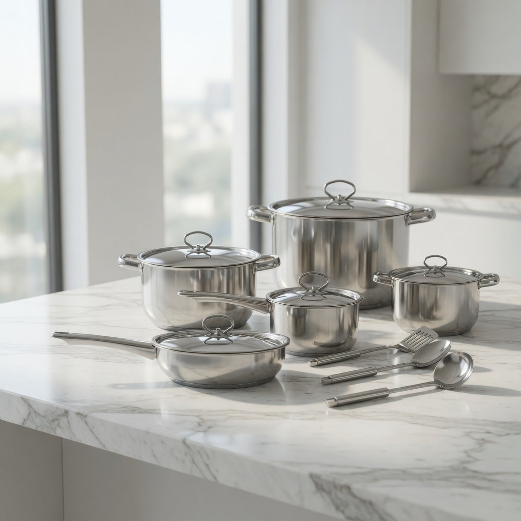 SAINT LAWRENCE 15+ Piece Stainless Steel Cookware Set with Lids and Utensils