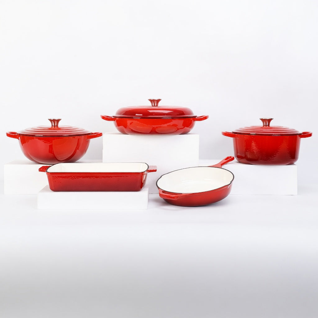 SAINT LAWRENCE 5-Piece Nontoxic Enameled Cast Iron Cookware Set