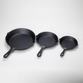 SAINT LAWRENCE 3-Piece Raw Cast Iron Skillet Set - 16cm, 20cm & 25cm Pre-Seasoned Uncoated Non-stick Frying Pans