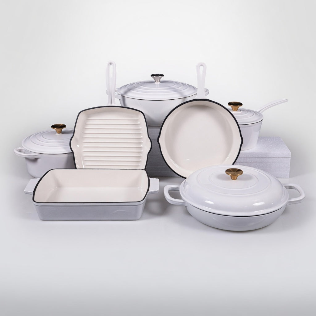 SAINT LAWRENCE 7-Piece Nontoxic Enameled Cast Iron Cookware Set